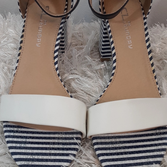 CL by Laundry Shoes - CL by Laundy Blue and White Ankle Strap Sandals